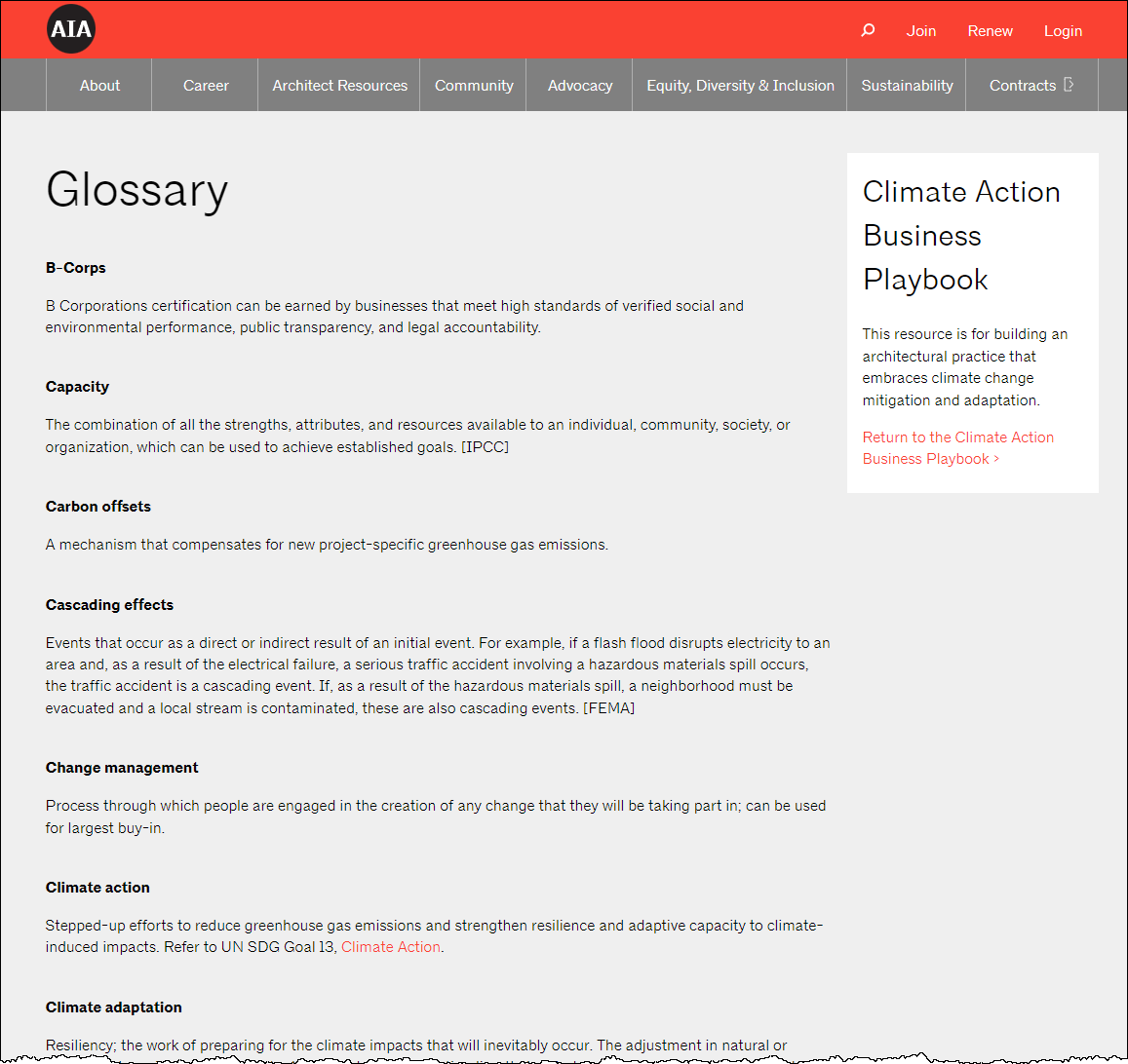 AIA Climate Action Business Playbook - Glossary