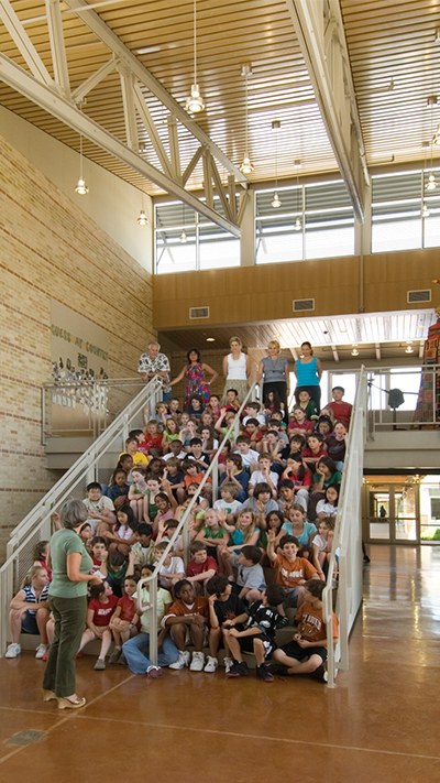 elementary school stair case used as amphitheater seating