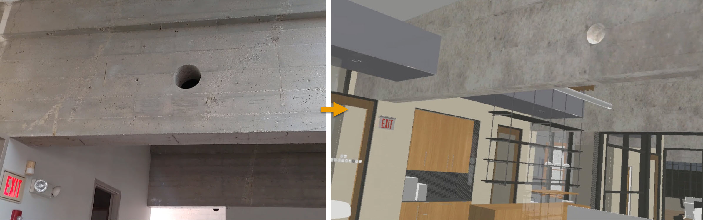 Comparing views, existing concrete beam example