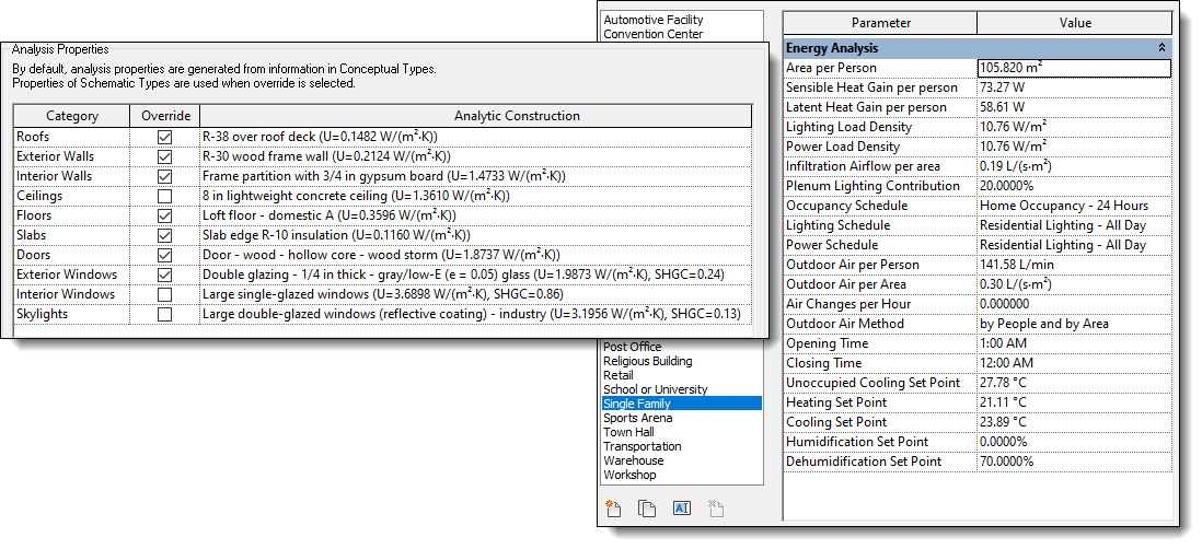 Example of inputs in Autodesk Revit