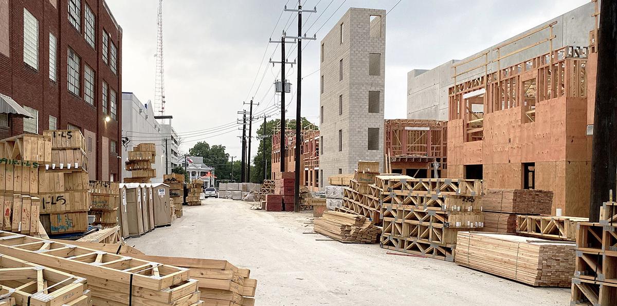 Construction site for mixed income multi-family housing in San Antonio, Texas