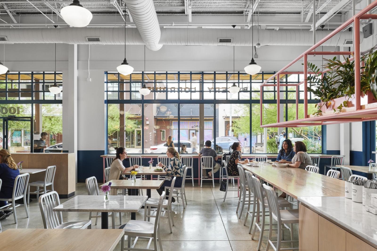 Interior seating area of Bakery Architectural, interior design, in a locally owned restaurant