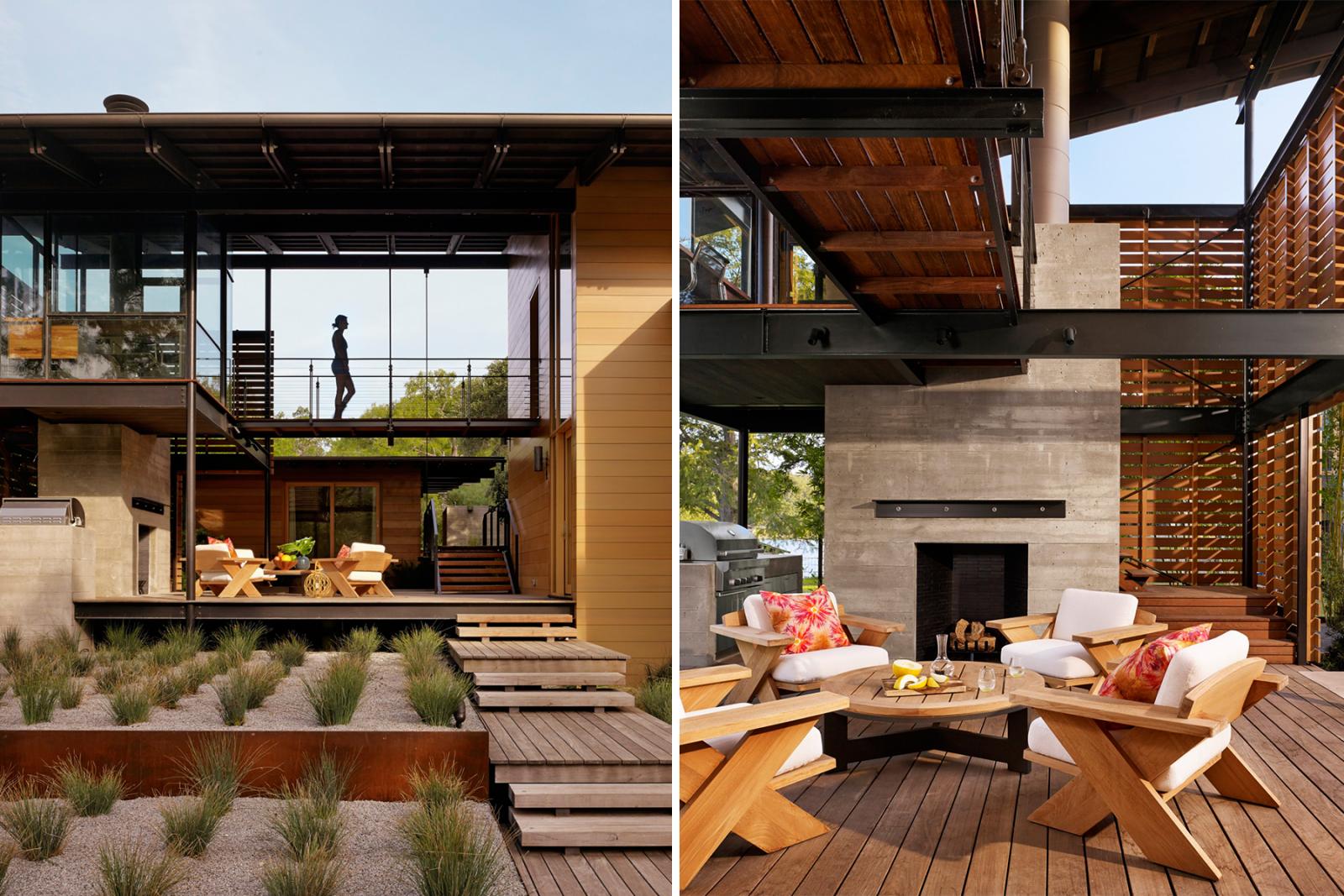 A two-story living area, with a treetop level master bedroom loft and “crow’s nest” office, allow the house to be both intimate and social, effortlessly engaging guests and owners A two-story living area, with a treetop level master bedroom loft and “crow’s nest” office, allow the house to be both intimate and social, effortlessly engaging guests and owners