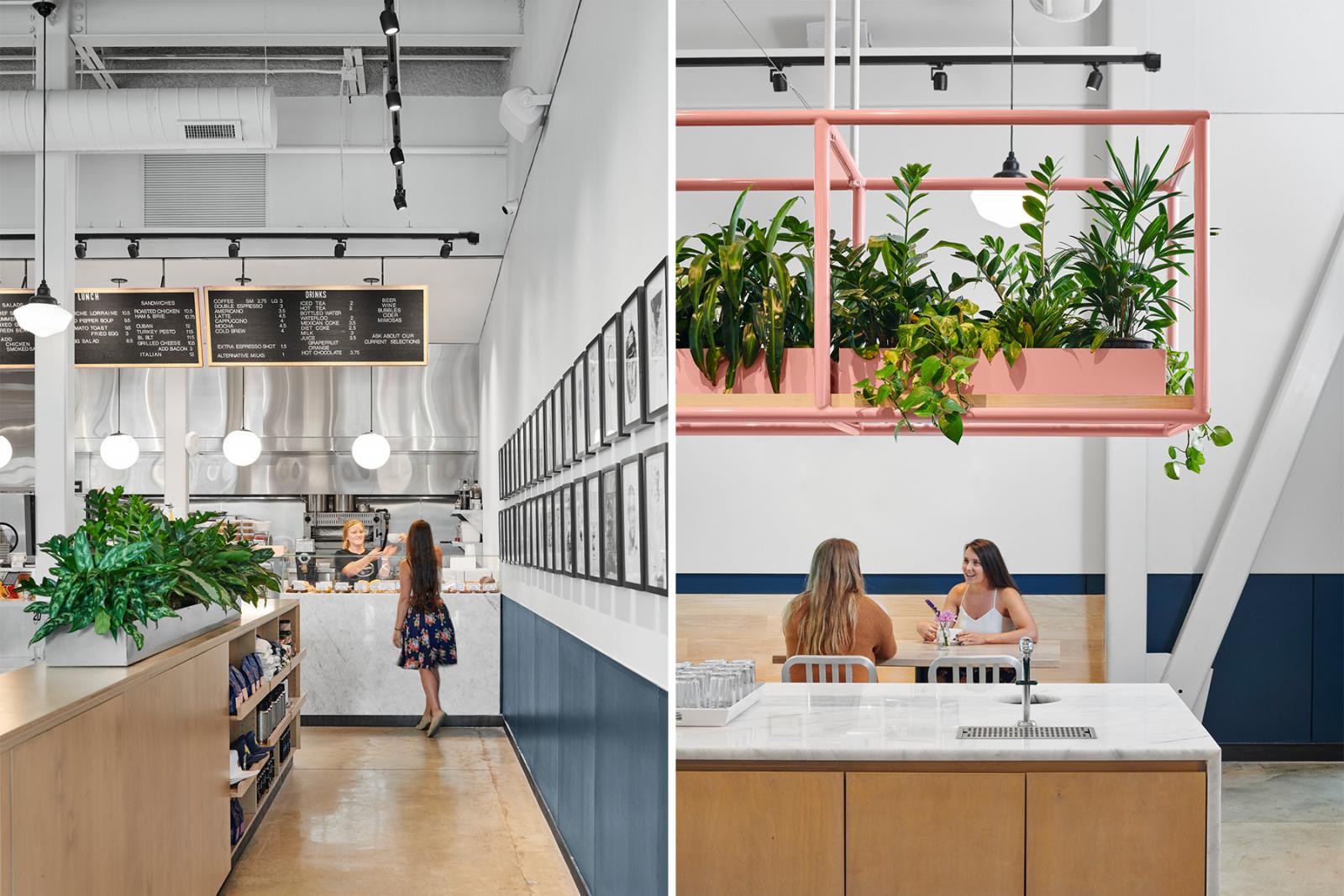 Order counter and seating Architectural, interior design, in a locally owned restaurant